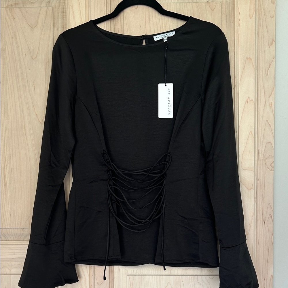 Current Air Black Lace-Up Blouse